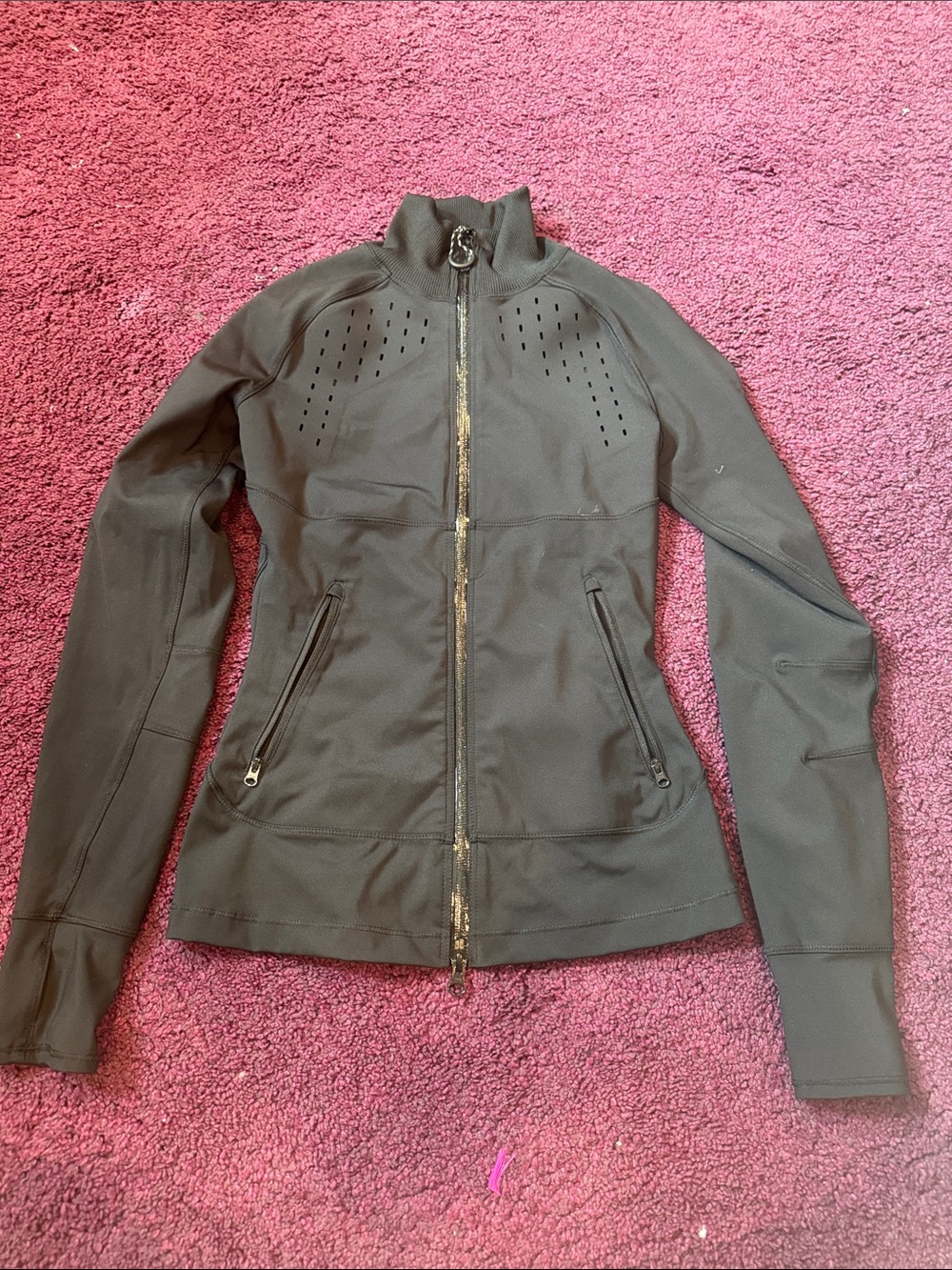 Adidas by Stella McCartney Black Perforated Zip-Up Bomber Jacket